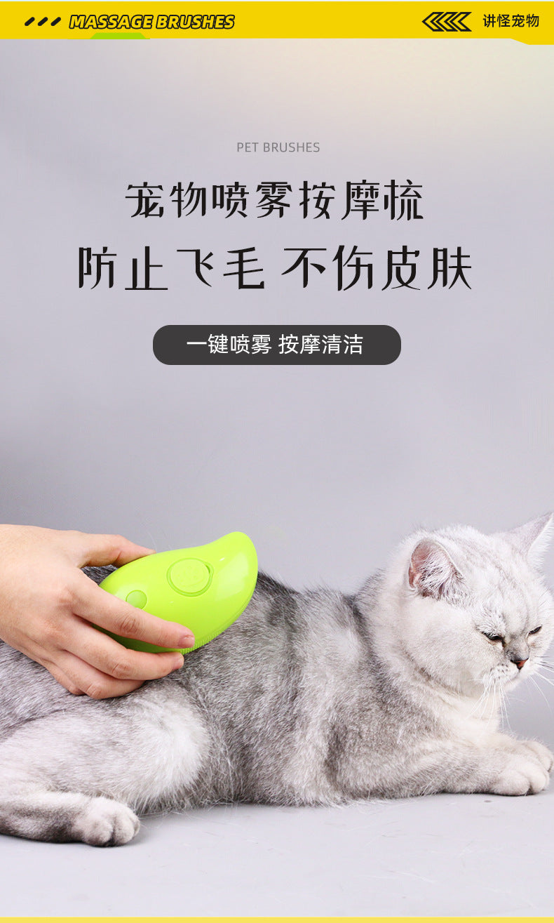 Hot-Selling Cross-Border Pet Electric Spray Comb Cat Dog One-Click Spray Non-Damaging to Skin Removes Loose Hair Massage Comb Mango Comb