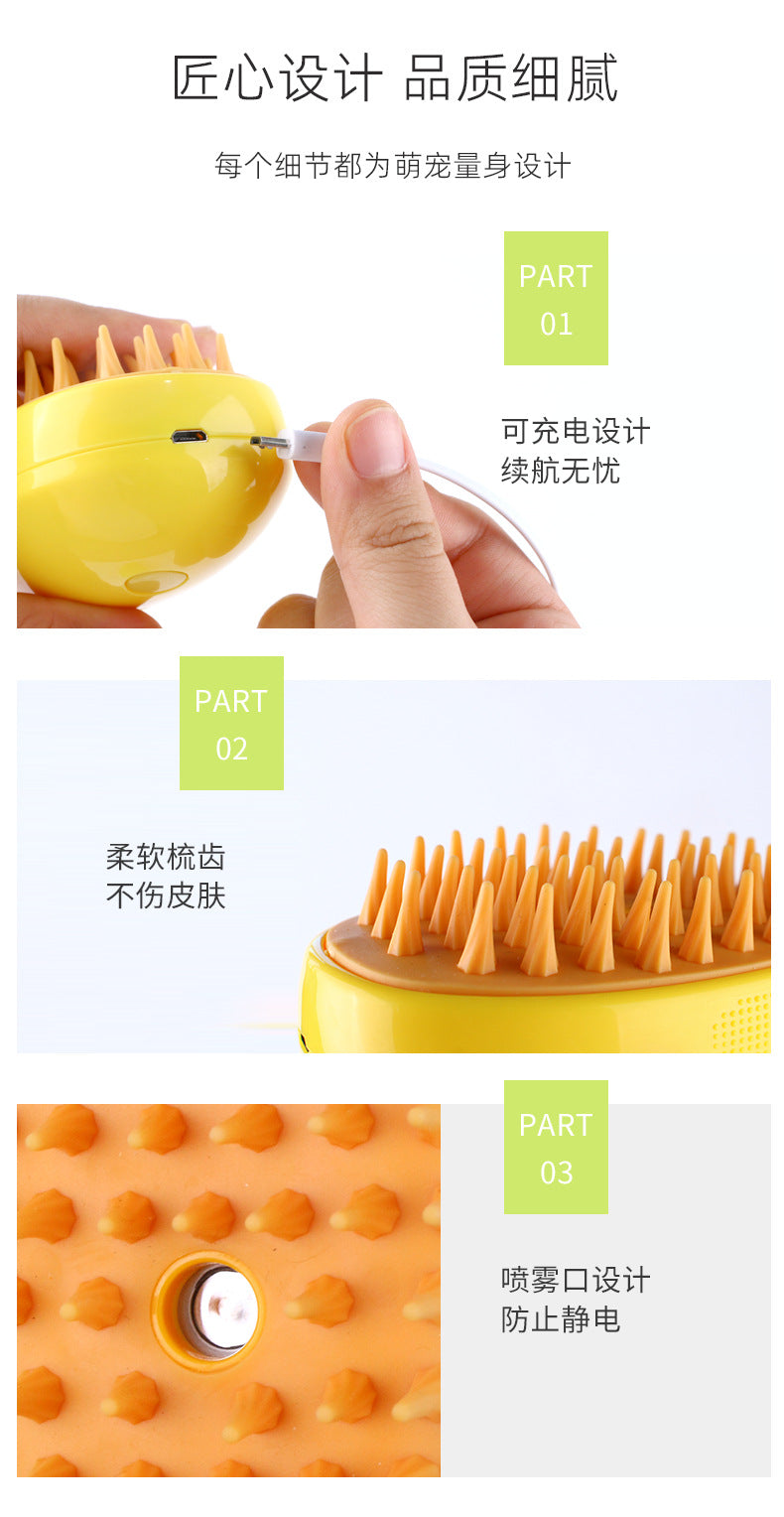 Hot-Selling Cross-Border Pet Electric Spray Comb Cat Dog One-Click Spray Non-Damaging to Skin Removes Loose Hair Massage Comb Mango Comb